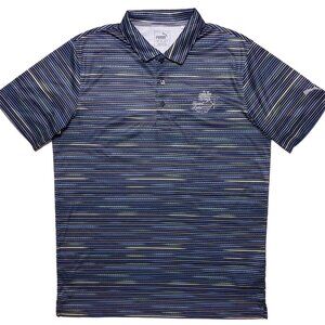 PUMA Short Sleeve Polo Shirt Forest Lake Golf Club Blue Green Striped Medium M